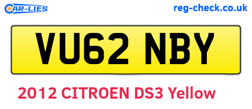 VU62NBY are the vehicle registration plates.