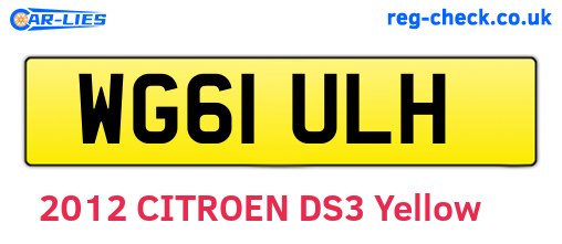 WG61ULH are the vehicle registration plates.