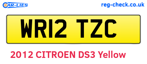 WR12TZC are the vehicle registration plates.