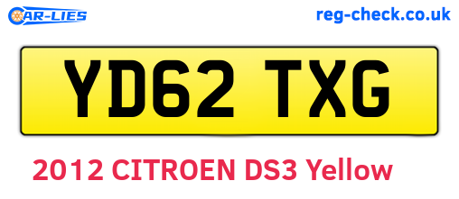 YD62TXG are the vehicle registration plates.
