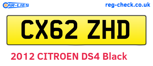 CX62ZHD are the vehicle registration plates.