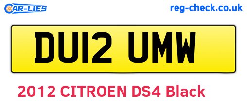 DU12UMW are the vehicle registration plates.