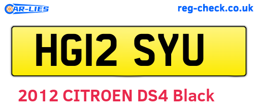 HG12SYU are the vehicle registration plates.