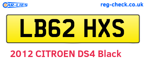 LB62HXS are the vehicle registration plates.