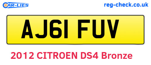AJ61FUV are the vehicle registration plates.