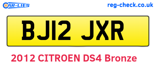 BJ12JXR are the vehicle registration plates.