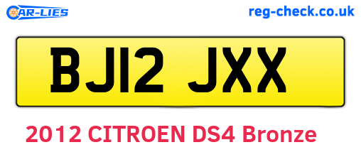 BJ12JXX are the vehicle registration plates.