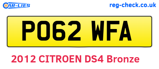 PO62WFA are the vehicle registration plates.