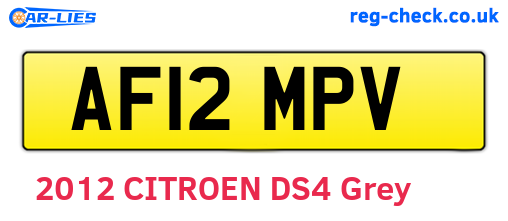 AF12MPV are the vehicle registration plates.