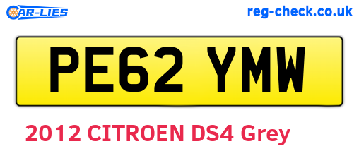PE62YMW are the vehicle registration plates.