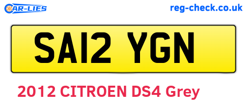 SA12YGN are the vehicle registration plates.