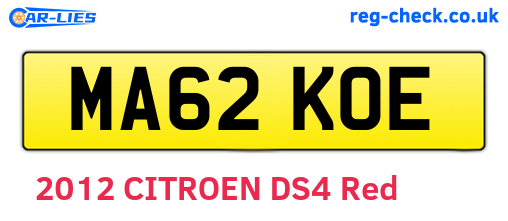 MA62KOE are the vehicle registration plates.
