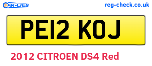 PE12KOJ are the vehicle registration plates.