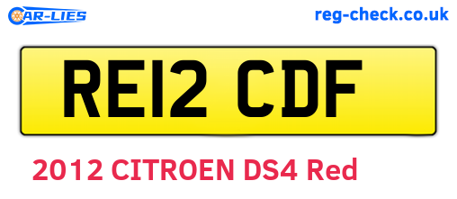 RE12CDF are the vehicle registration plates.