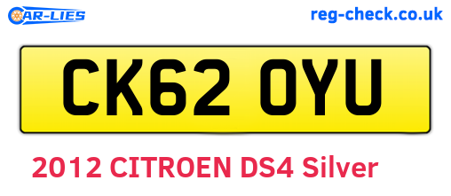 CK62OYU are the vehicle registration plates.