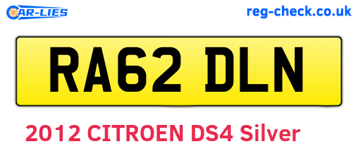 RA62DLN are the vehicle registration plates.