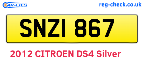 SNZ1867 are the vehicle registration plates.