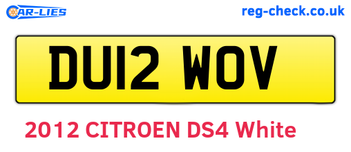 DU12WOV are the vehicle registration plates.