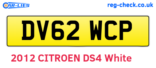 DV62WCP are the vehicle registration plates.