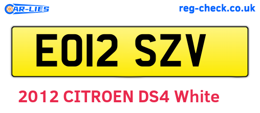 EO12SZV are the vehicle registration plates.