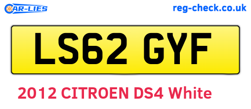 LS62GYF are the vehicle registration plates.