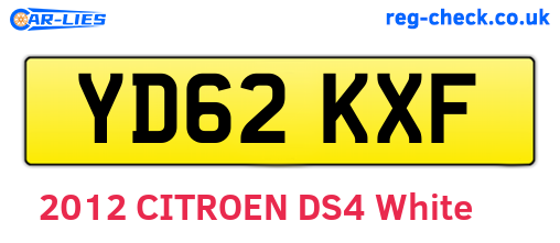 YD62KXF are the vehicle registration plates.
