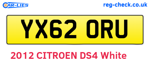 YX62ORU are the vehicle registration plates.