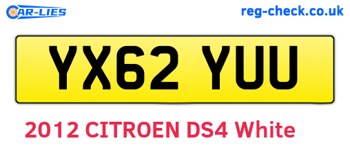 YX62YUU are the vehicle registration plates.