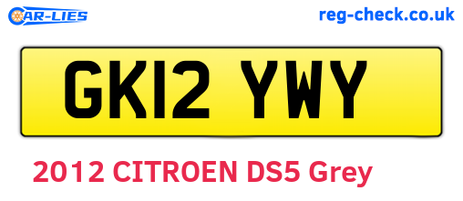 GK12YWY are the vehicle registration plates.