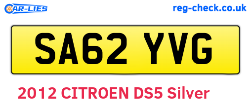SA62YVG are the vehicle registration plates.