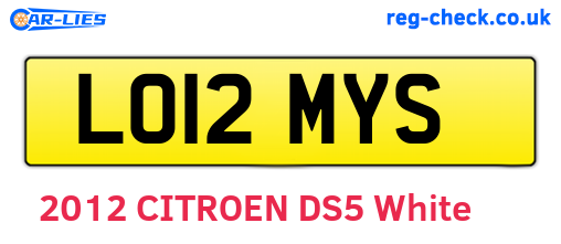 LO12MYS are the vehicle registration plates.