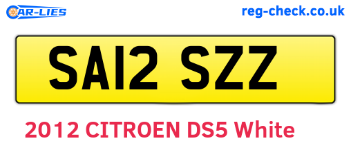 SA12SZZ are the vehicle registration plates.