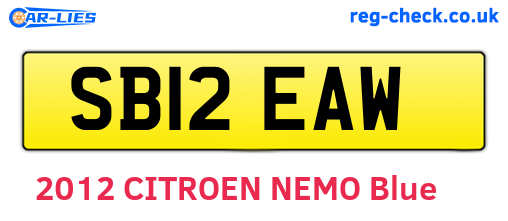 SB12EAW are the vehicle registration plates.