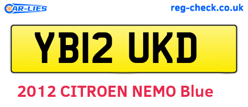 YB12UKD are the vehicle registration plates.