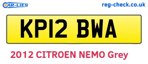 KP12BWA are the vehicle registration plates.