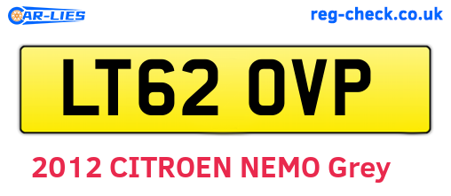 LT62OVP are the vehicle registration plates.