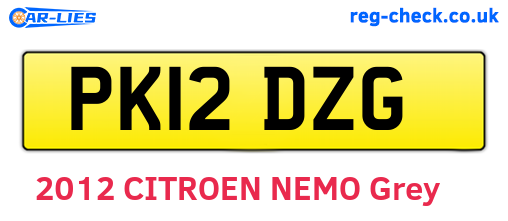 PK12DZG are the vehicle registration plates.