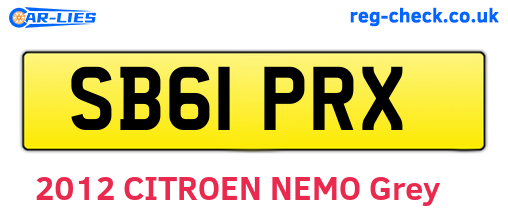 SB61PRX are the vehicle registration plates.