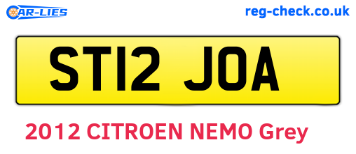 ST12JOA are the vehicle registration plates.