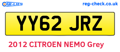 YY62JRZ are the vehicle registration plates.