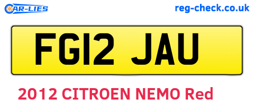 FG12JAU are the vehicle registration plates.