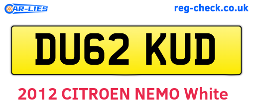 DU62KUD are the vehicle registration plates.