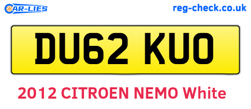 DU62KUO are the vehicle registration plates.