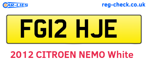 FG12HJE are the vehicle registration plates.