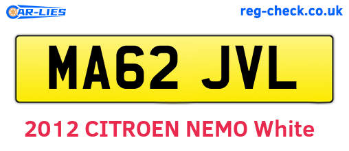 MA62JVL are the vehicle registration plates.