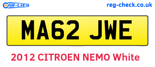 MA62JWE are the vehicle registration plates.
