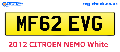 MF62EVG are the vehicle registration plates.