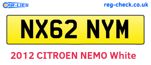 NX62NYM are the vehicle registration plates.