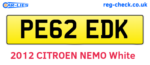 PE62EDK are the vehicle registration plates.