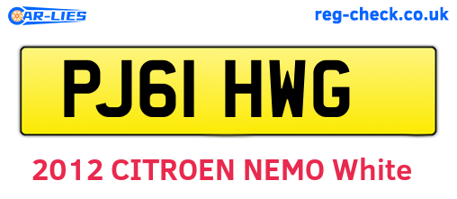 PJ61HWG are the vehicle registration plates.